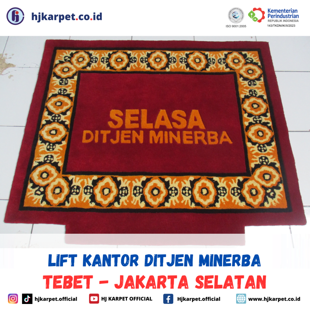 pemasangan karpet lift kantor ditjen minerba